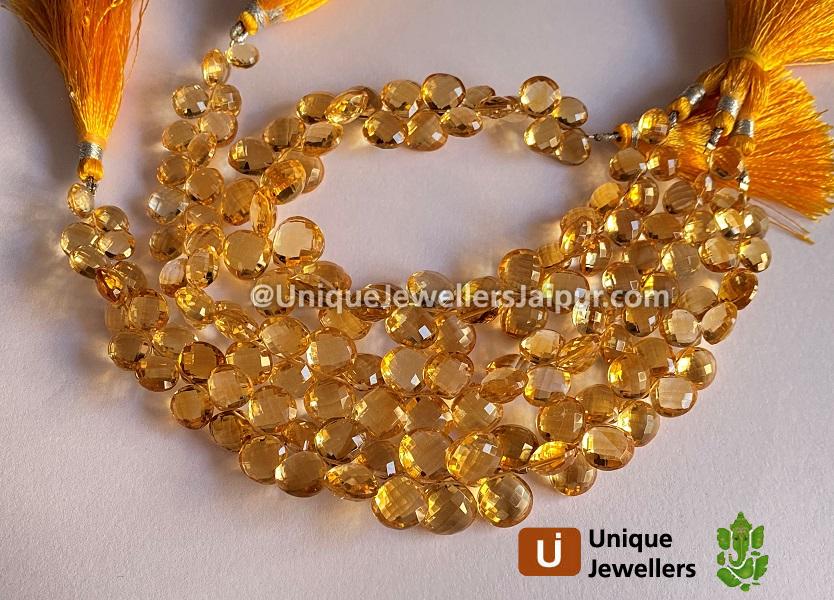 Citrine Briollete Heart Beads