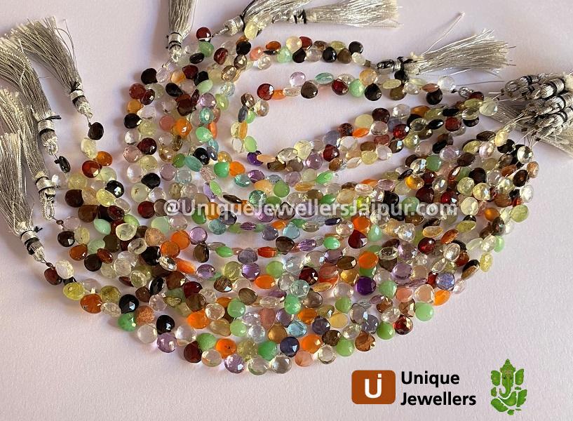 Multi Stone Faceted Heart Beads