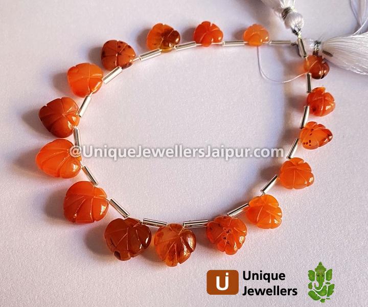 Carnelian Carved Maple Leaf Beads