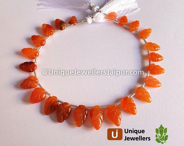 Carnelian Carved Leaf Beads