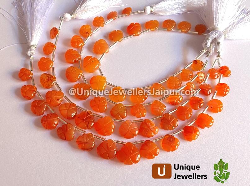 Carnelian Carved Heart Beads