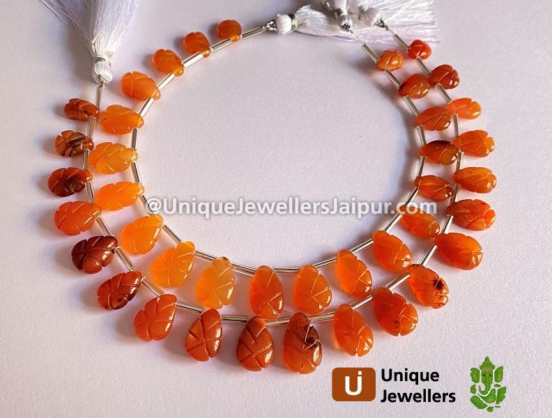 Carnelian Carved Pear Beads