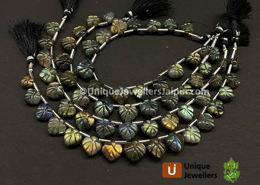 Labradorite Carved Maple Leaf Beads