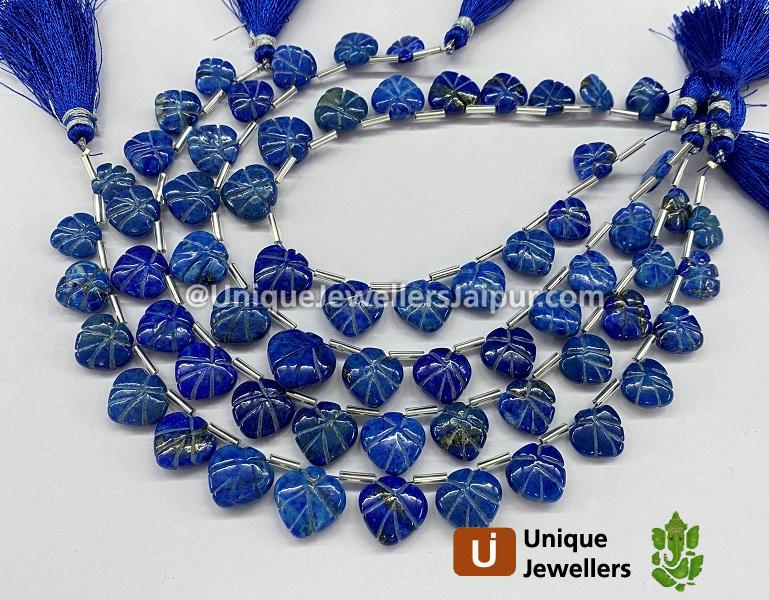 Lapis Carved Maple Leaf Beads