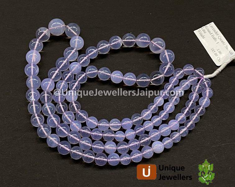 Lavender Quartz Or Scorolite Smooth Round Beads