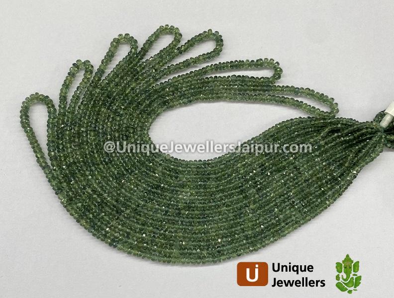 Greenish Blue Songea Sapphire Faceted Roundelle Beads