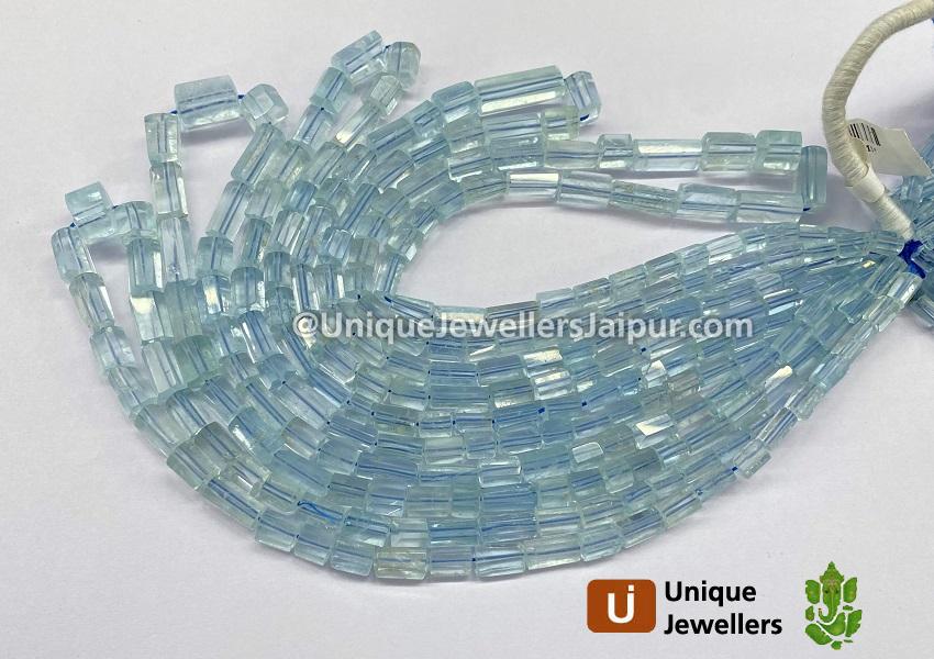 Aquamarine Step Cut Pipe Beads