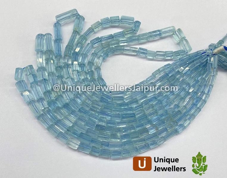 Aquamarine Step Cut Pipe Beads