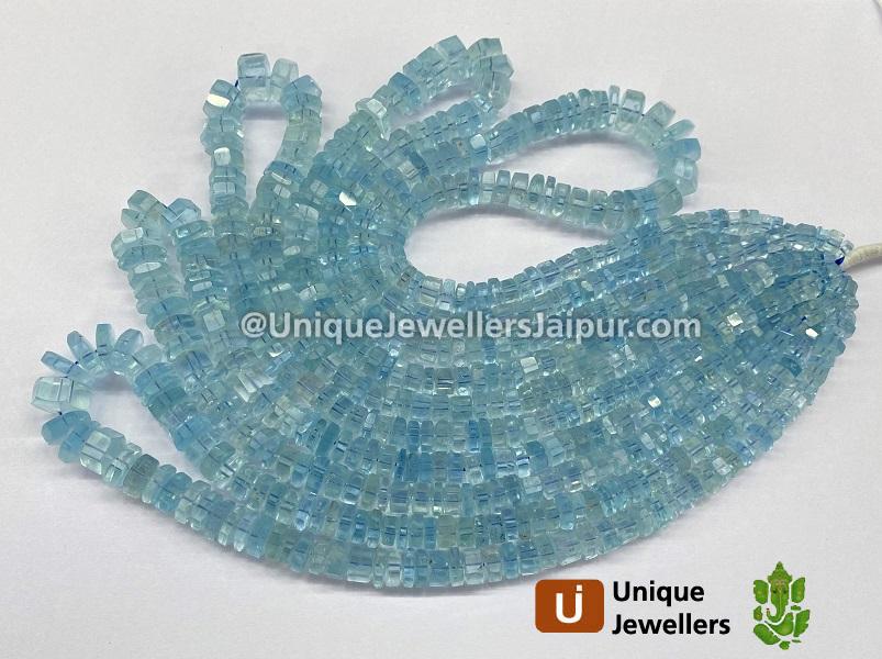 Aquamarine Step Cut Bolt Beads