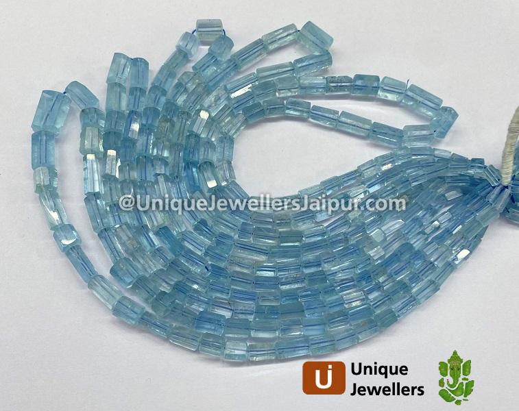 Aquamarine Step Cut Pipe Beads