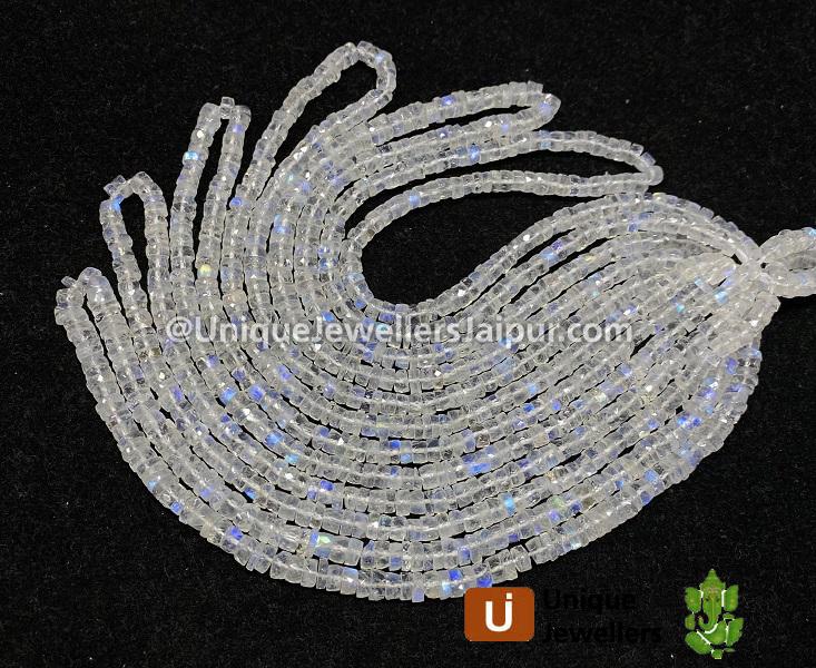 Rainbow Moonstone Faceted Tyre Beads