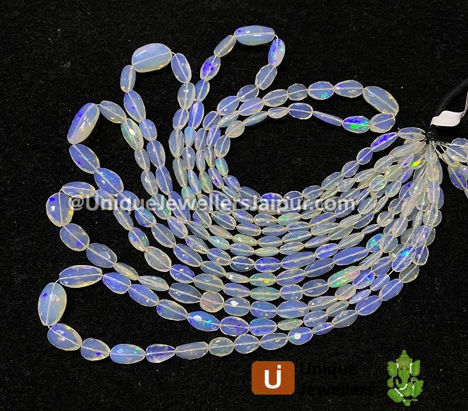 White Ethiopian Opal Far Faceted Nuggets Beads