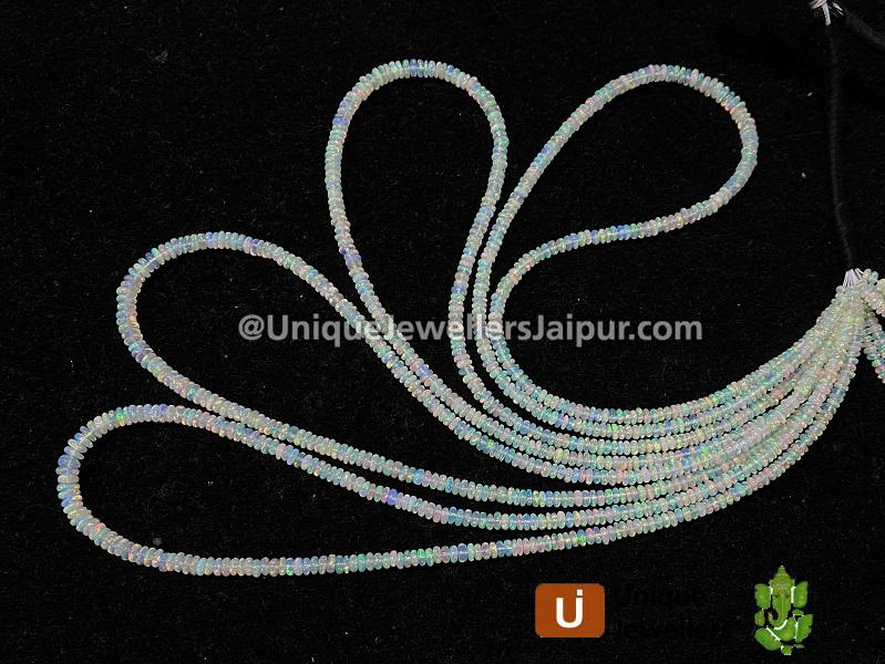 White Ethiopian Opal Smooth Roundelle Beads