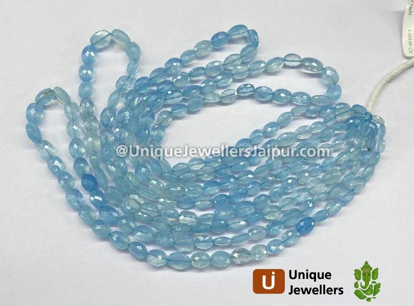 Milky Aquamarine Stabilized Faceted Oval Beads