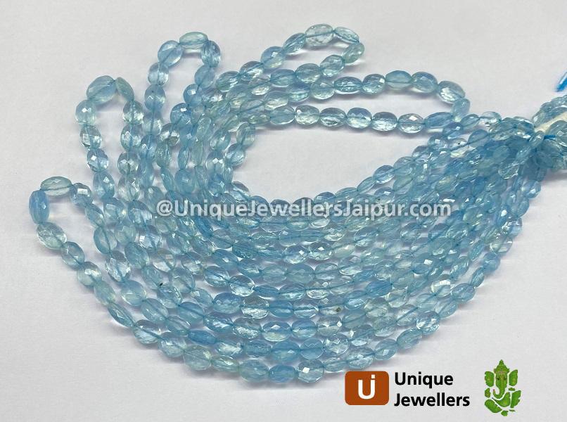 Aquamarine Stabilized Faceted Oval Beads