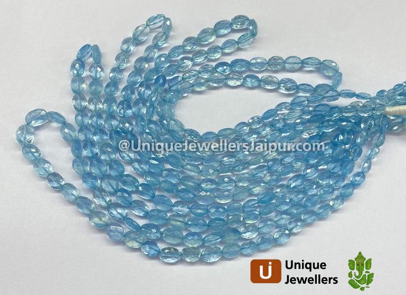 Aquamarine Stabilized Faceted Oval Beads