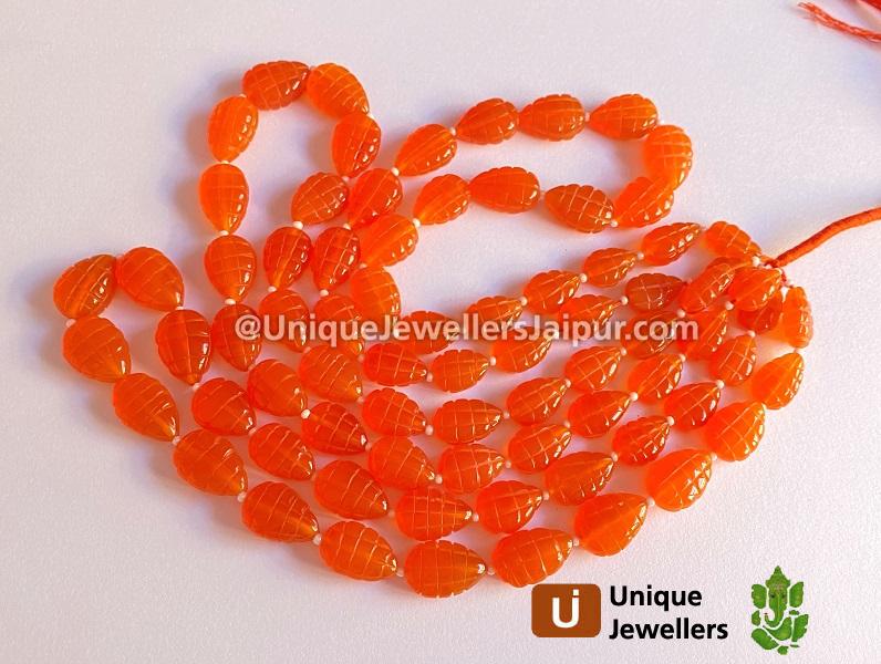 Carnelian Carved Pear Beads