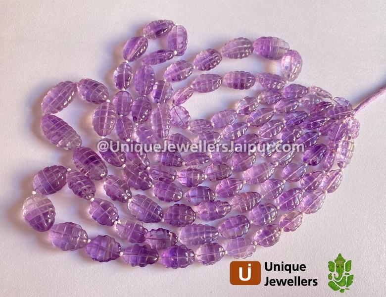 Pink Amethyst Carved oval Beads