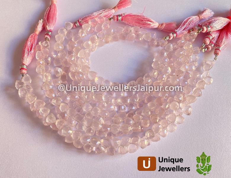 Rose Quartz Faceted Trillion Beads