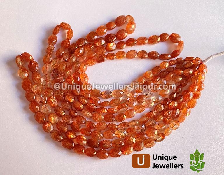 Sunstone Faceted Oval Beads