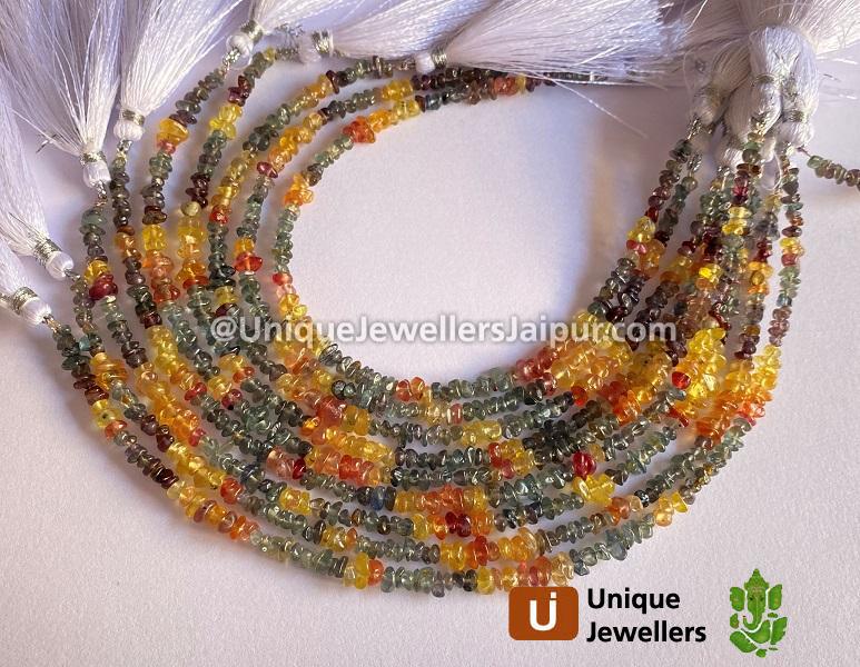 Multi Sapphire Smooth Chips Beads