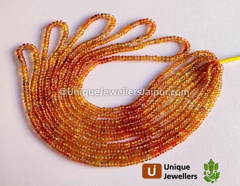 Orange Sapphire Smooth Roundelle Beads