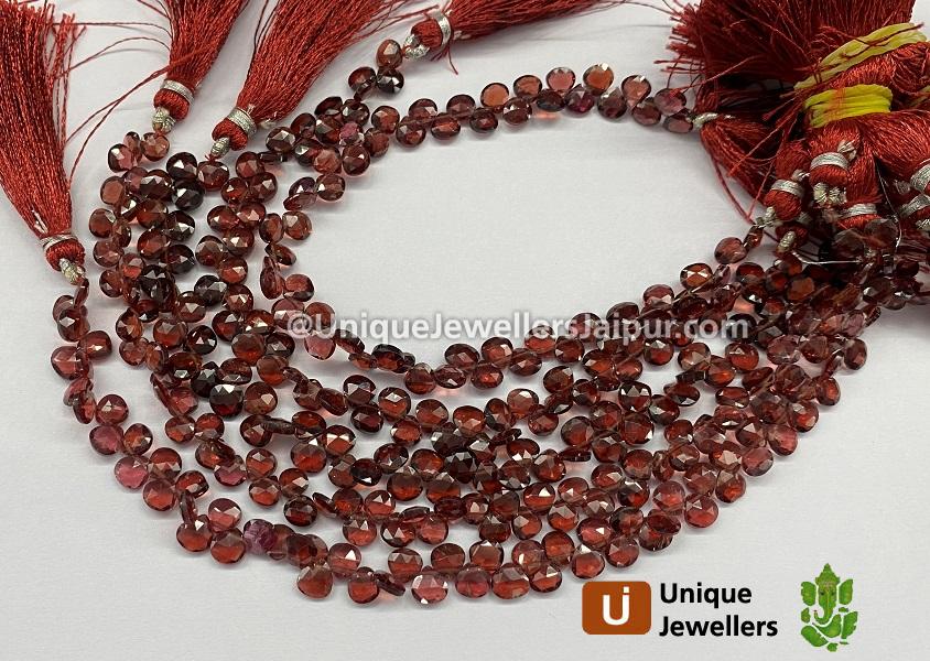 Garnet Faceted Heart Beads