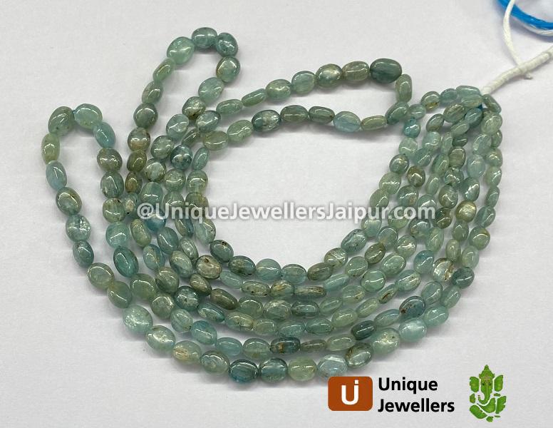 Aqua Kyanite Smooth Oval Beads