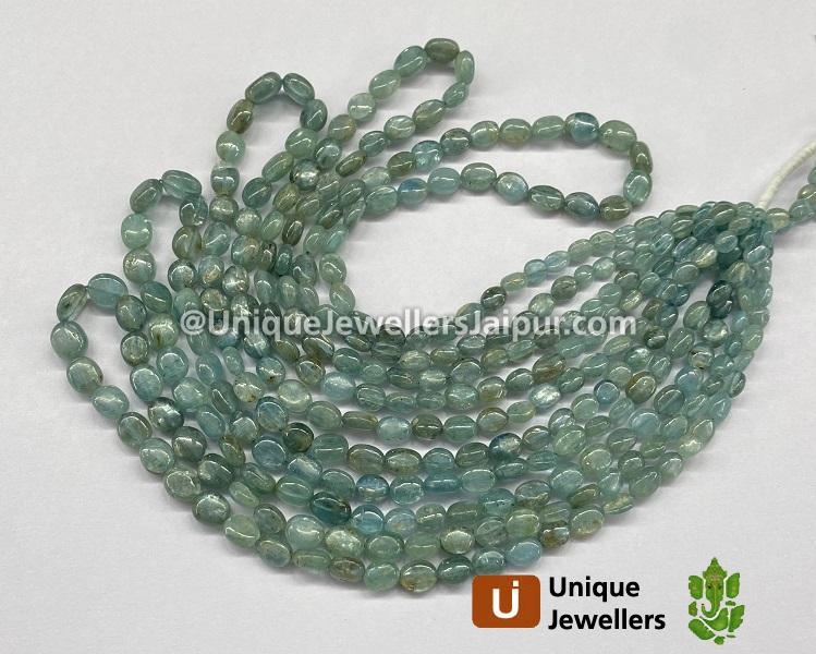 Aqua Kyanite Smooth Oval Beads