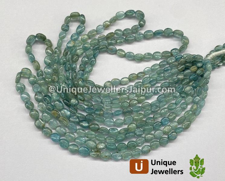 Aqua Kyanite Smooth Oval Beads