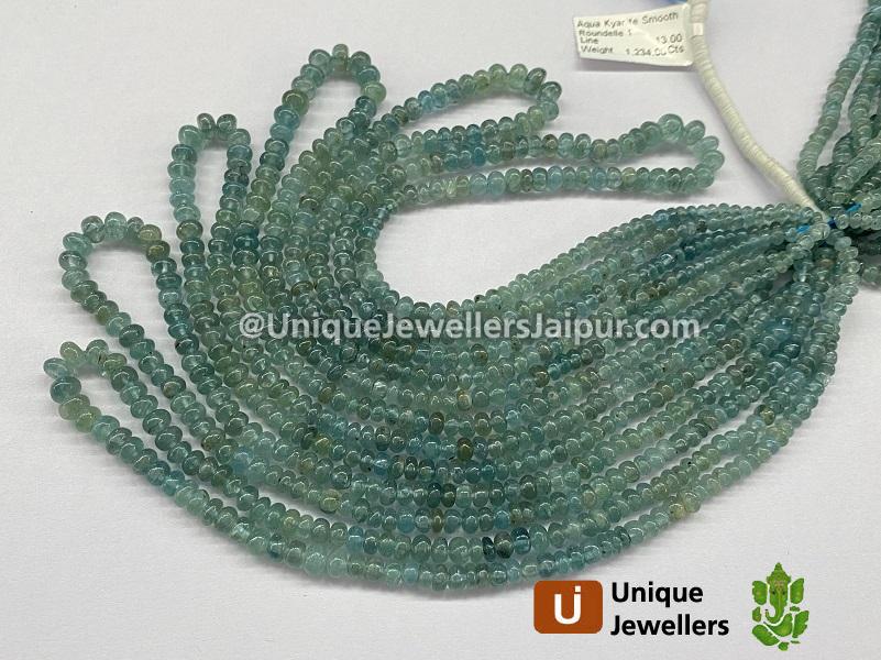 Aqua Kyanite Smooth Roundelle Beads