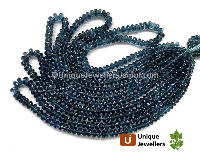 London Blue Topaz Faceted Roundelle Beads