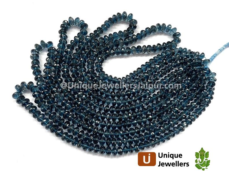 London Blue Topaz Far Faceted Roundelle Beads