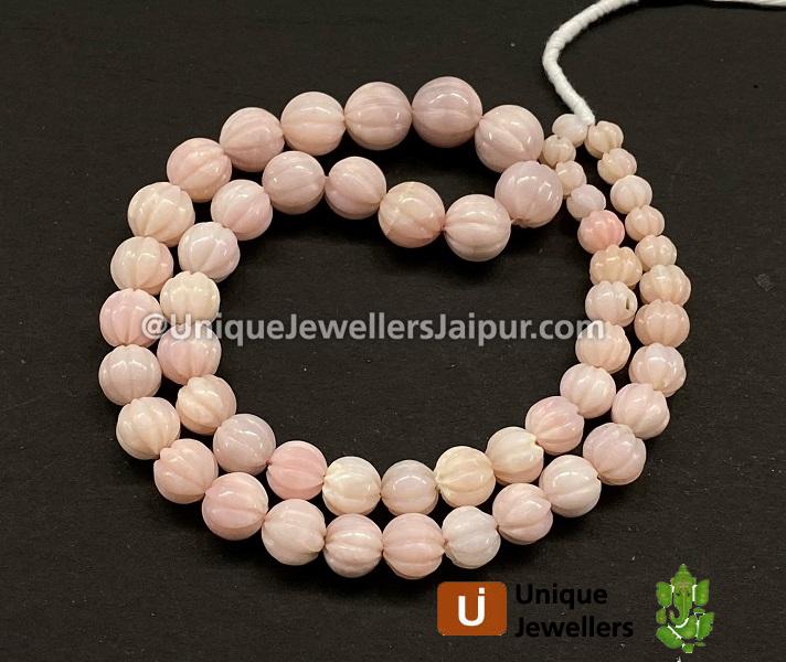 Pink Opal Carved Ball Beads