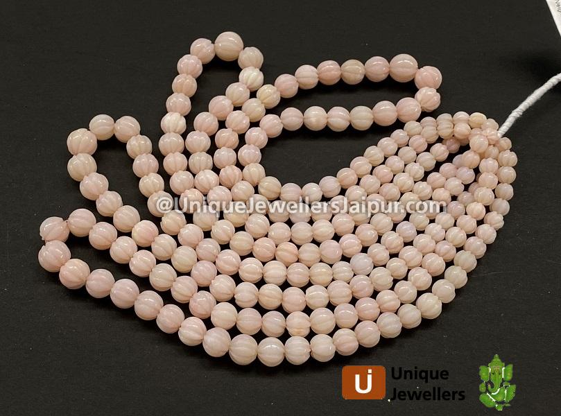 Pink Opal Carved Ball Beads