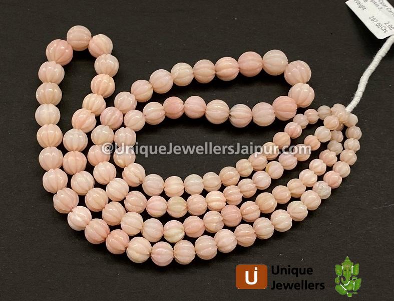 Pink Opal Carved Ball Beads