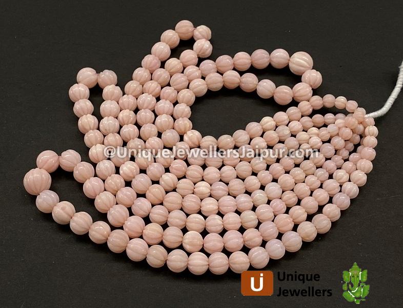 Pink Opal Carved Ball Beads