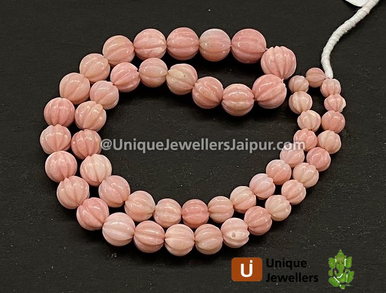Pink Opal Carved Ball Beads