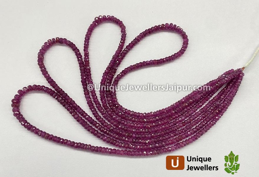 Ruby Natural Faceted Roundelle Beads