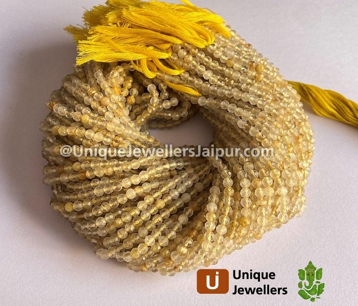 Golden Rutile Faceted Round Beads