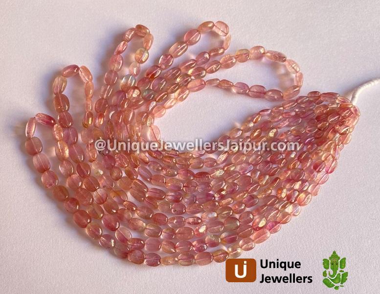 Pink Bi Color Tourmaline Smooth Oval Beads