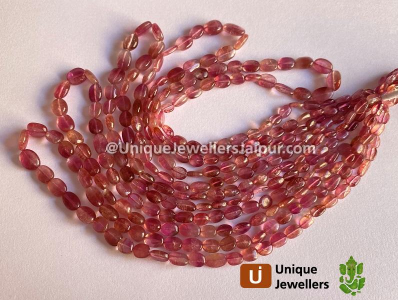 Pink Bi Color Tourmaline Smooth Oval Beads