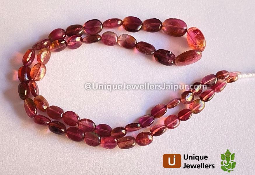 Pink Bi Color Tourmaline Smooth Oval Beads