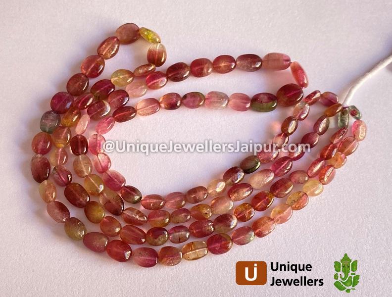 Bi Color Tourmaline Smooth Oval Beads