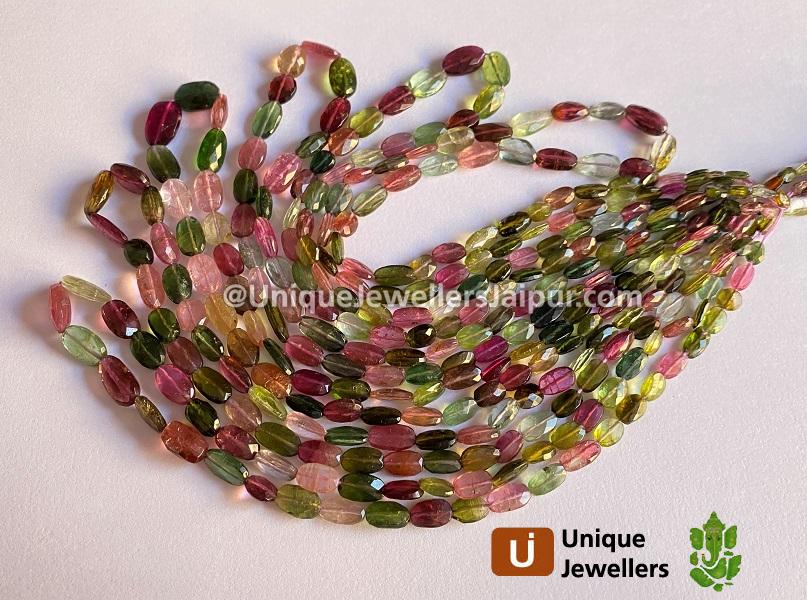 Tourmaline Faceted Oval Long Beads