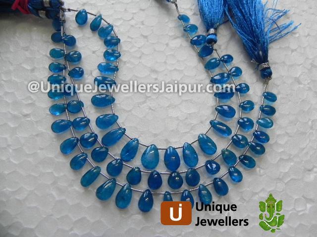 Neon Blue Apetite Plain Pear Beads
