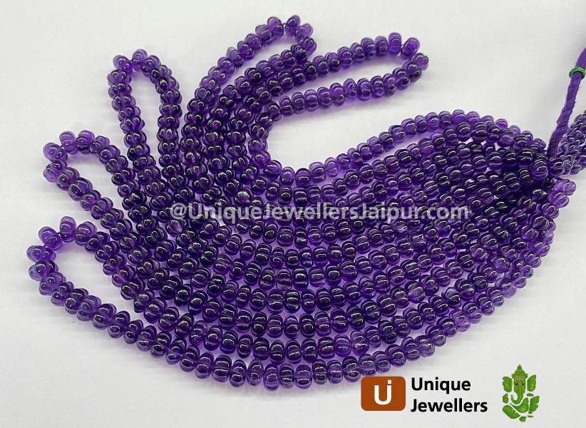 Amethyst Carved Pumpkin Beads