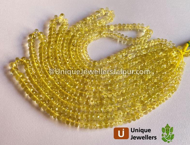 Lemon Quartz Faceted Roundelle Beads