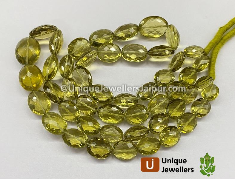 Olive Quartz Faceted Oval Nuggets Beads