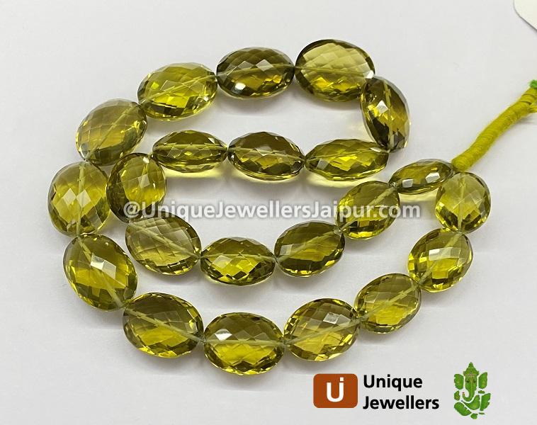 Olive Quartz Faceted Oval Nuggets Beads